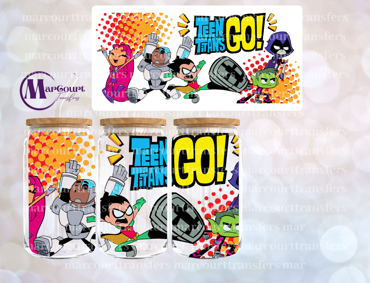 TEEN TITANS GO-16 0Z-UV DTF CUP WRAP