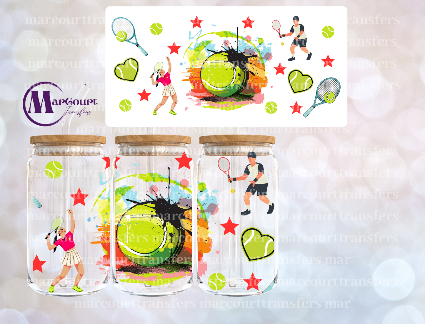 TENNIS-16 0Z-UV DTF CUP WRAP