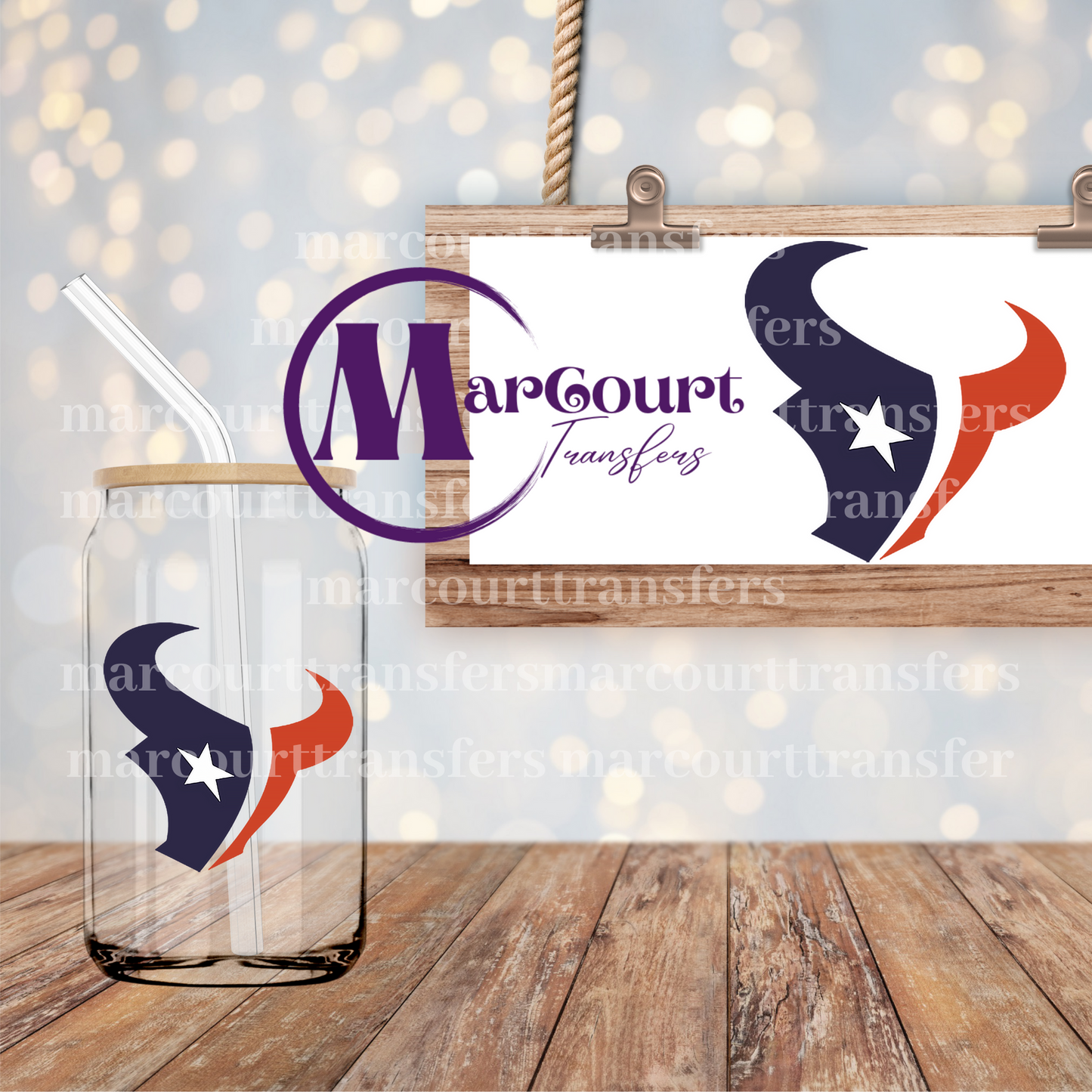 HOUSTON TEXANS BULL-DECAL-UV DTF CUP WRAP