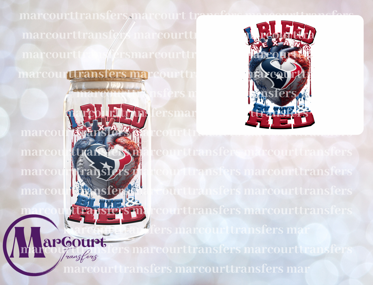TEXANS I BLEED BLUE AND RED-DECAL-UV DTF CUP WRAP