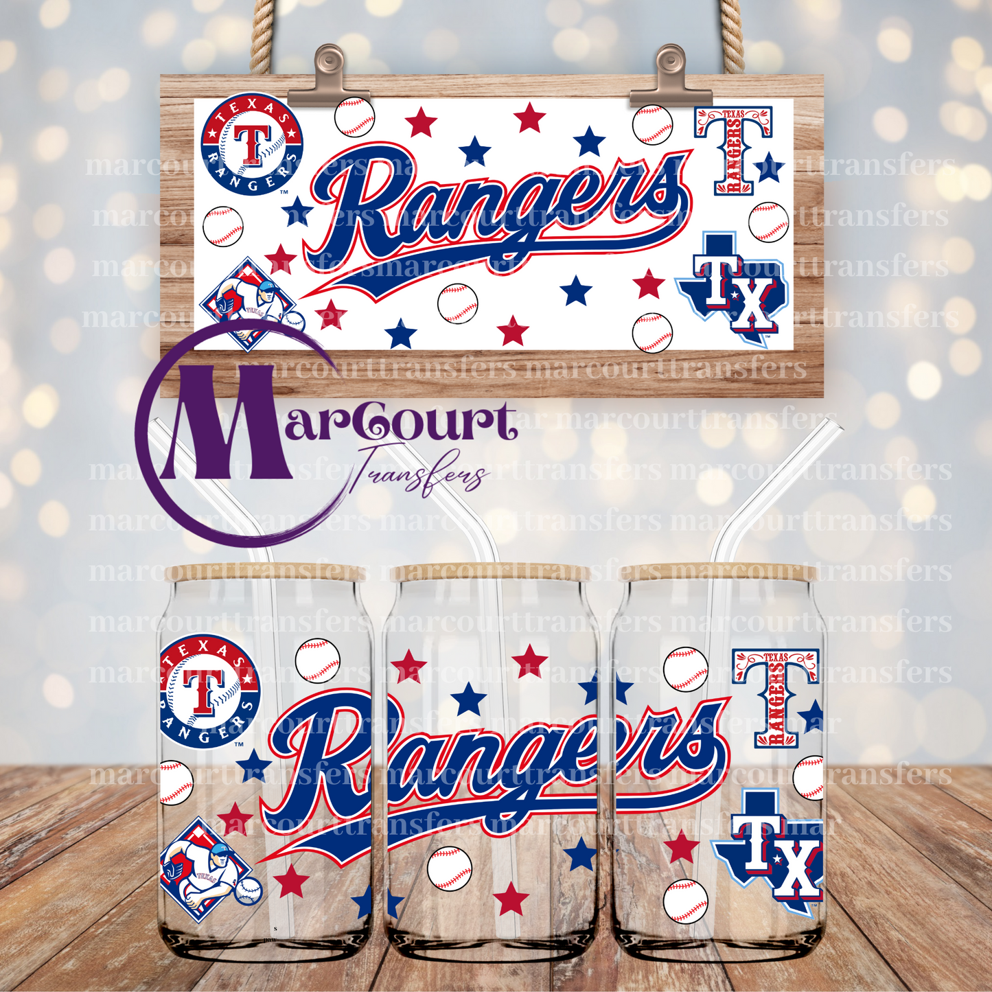 TEXAS RANGERS-16 0Z-UV DTF CUP WRAP