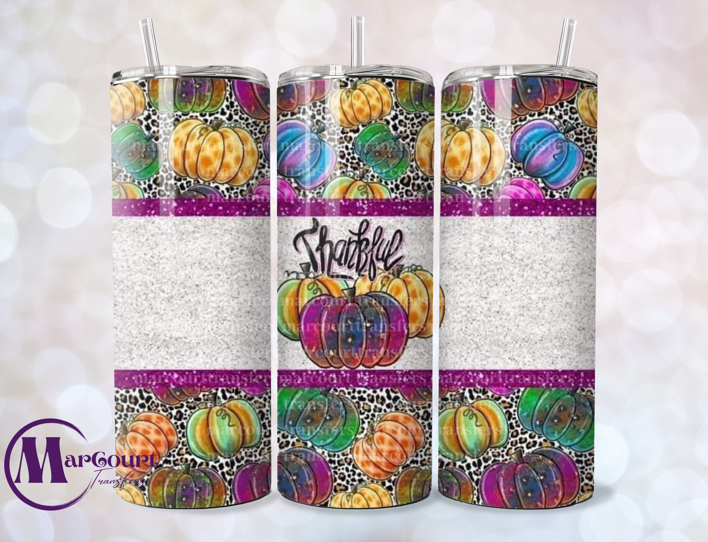 THANKFUL CHEETAH PUMPKINS-SKINNY TUMBLER TRANSFER