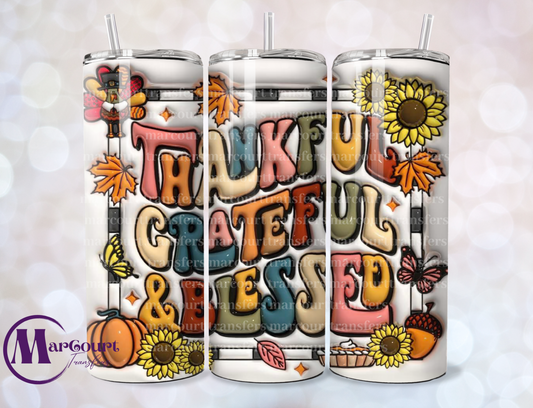 THANKFUL GRATEFUL BLESSED 2-SKINNY TUMBLER TRANSFER