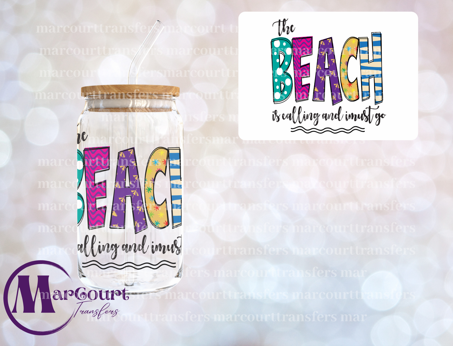 THE BEACH IS CALLING AND I MUST GO-DECAL-UV DTF CUP WRAP