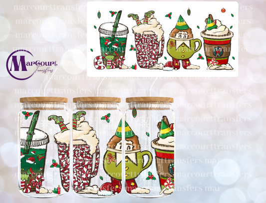 THE ELF CHRISTMAS DRINKS-16 0Z-UV DTF CUP WRAP