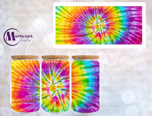 TIE DYE BRIGHT COLORS-16 0Z-UV DTF CUP WRAP