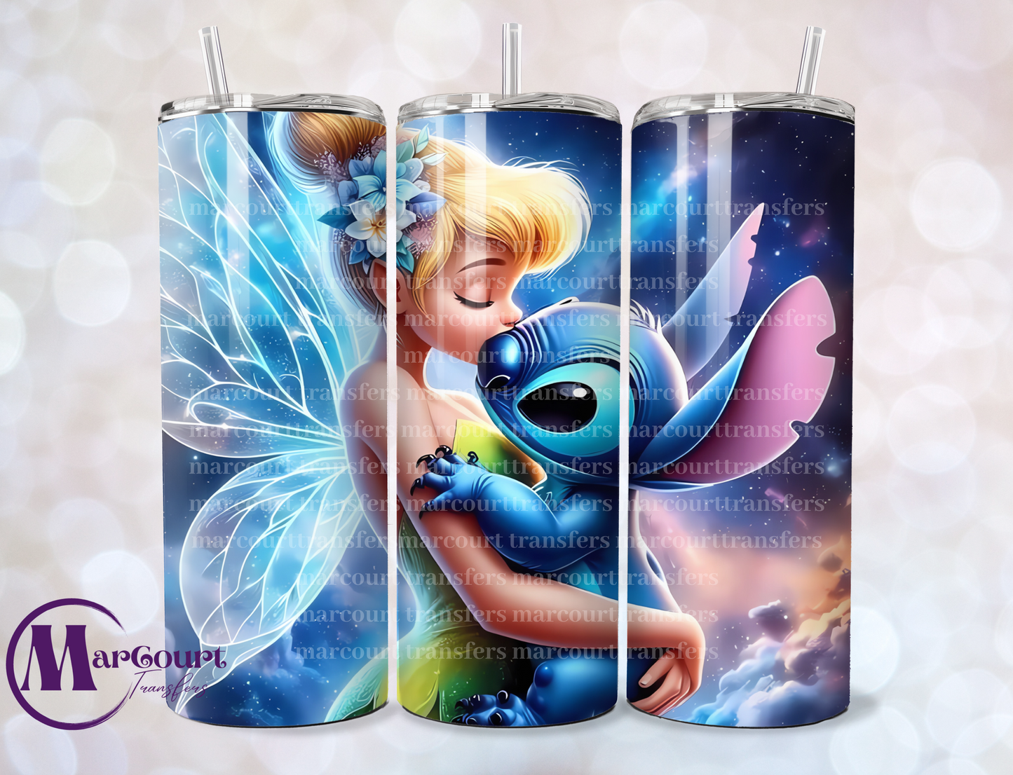 TINKERBELL AND STITCH-SKINNY TUMBLER TRANSFER