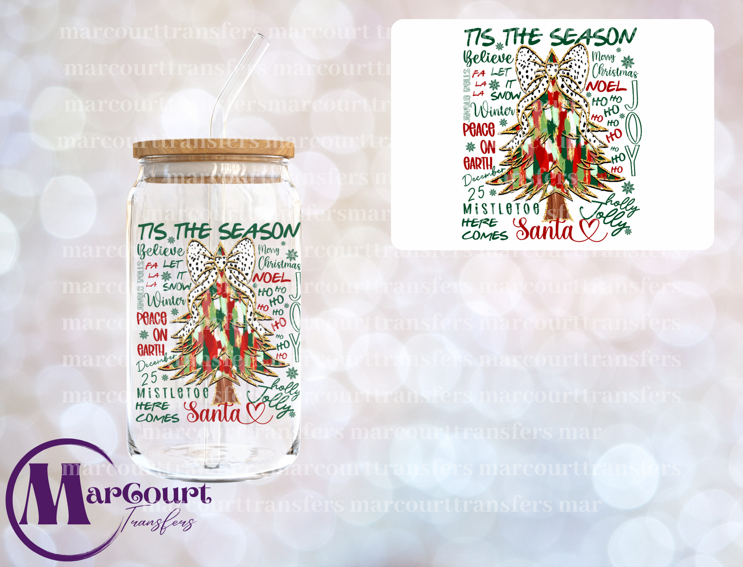 TIS THE SEASON CHRISTMAS TREE COLORFUL-DECAL-UV DTF CUP WRAP