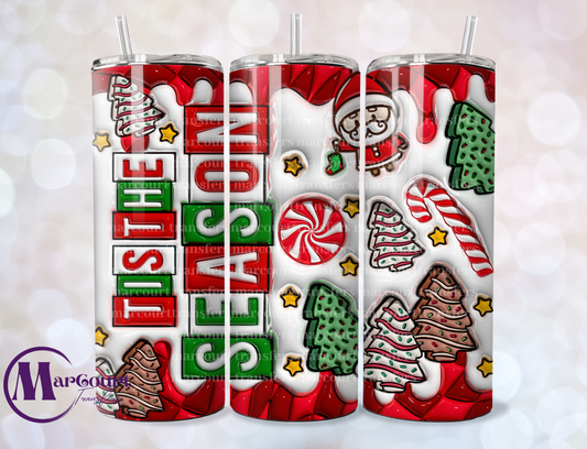 TIS THE SEASON INFLATED-SKINNY TUMBLER TRANSFER