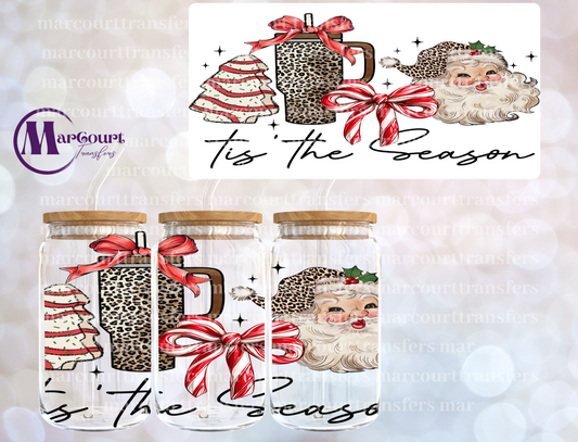 TIS THE SEASON LEOPARD SANTA AND CAKE-16 0Z-UV DTF CUP WRAP