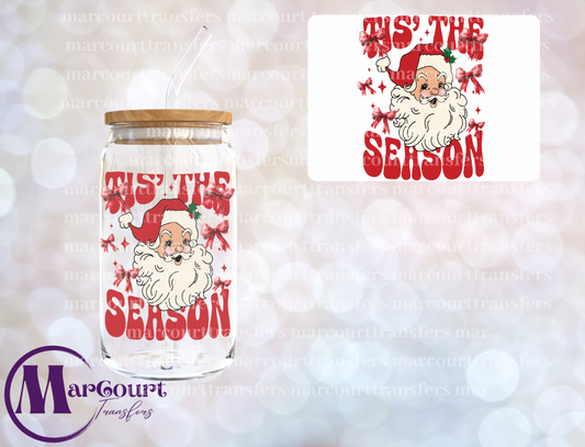 TIS THE SEASON RED SANTA-DECAL-UV DTF CUP WRAP