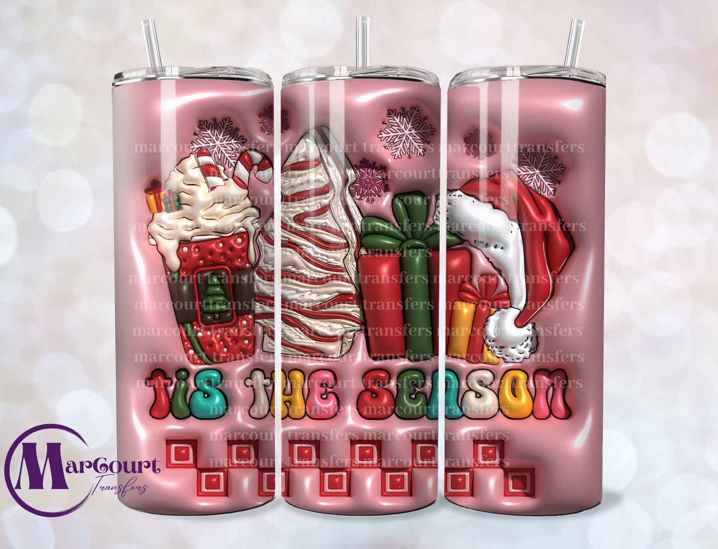 TIS THE SEASON SNACKS INFLATED-SKINNY TUMBLER TRANSFER