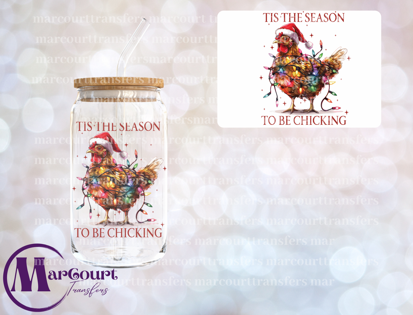 TIS THE SEASON TO BE CHICKING-DECAL-UV DTF CUP WRAP