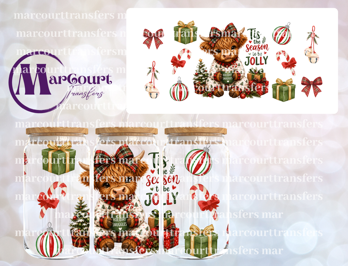 TIS THE SEASON TO BE JOLLY HIGHLAND-16 0Z-UV DTF CUP WRAP