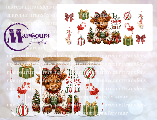 TIS THE SEASON TO BE JOLLY HIGHLAND-16 0Z-UV DTF CUP WRAP