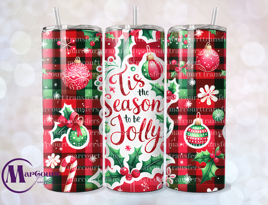 TIS THE SEASON TO BE JOLLY-SKINNY TUMBLER TRANSFER