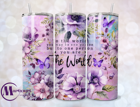 TO THE WORLD PURPLE AND PINK-SKINNY TUMBLER TRANSFER