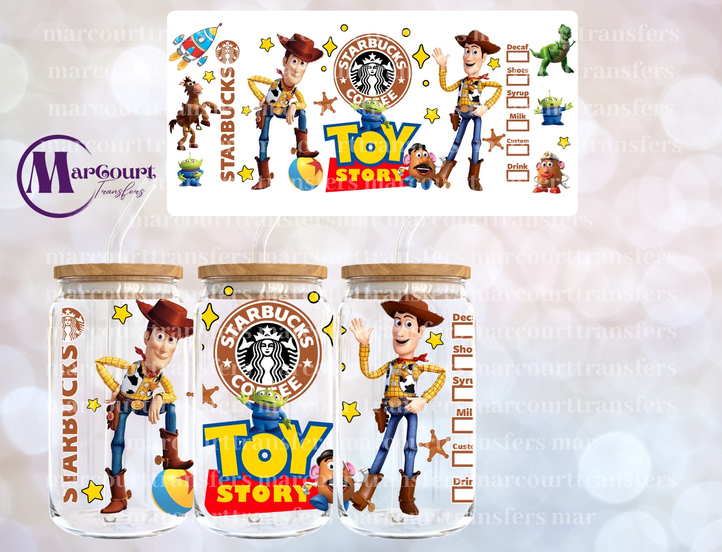 TOY STORY STARBUCKS-16 0Z-UV DTF CUP WRAP