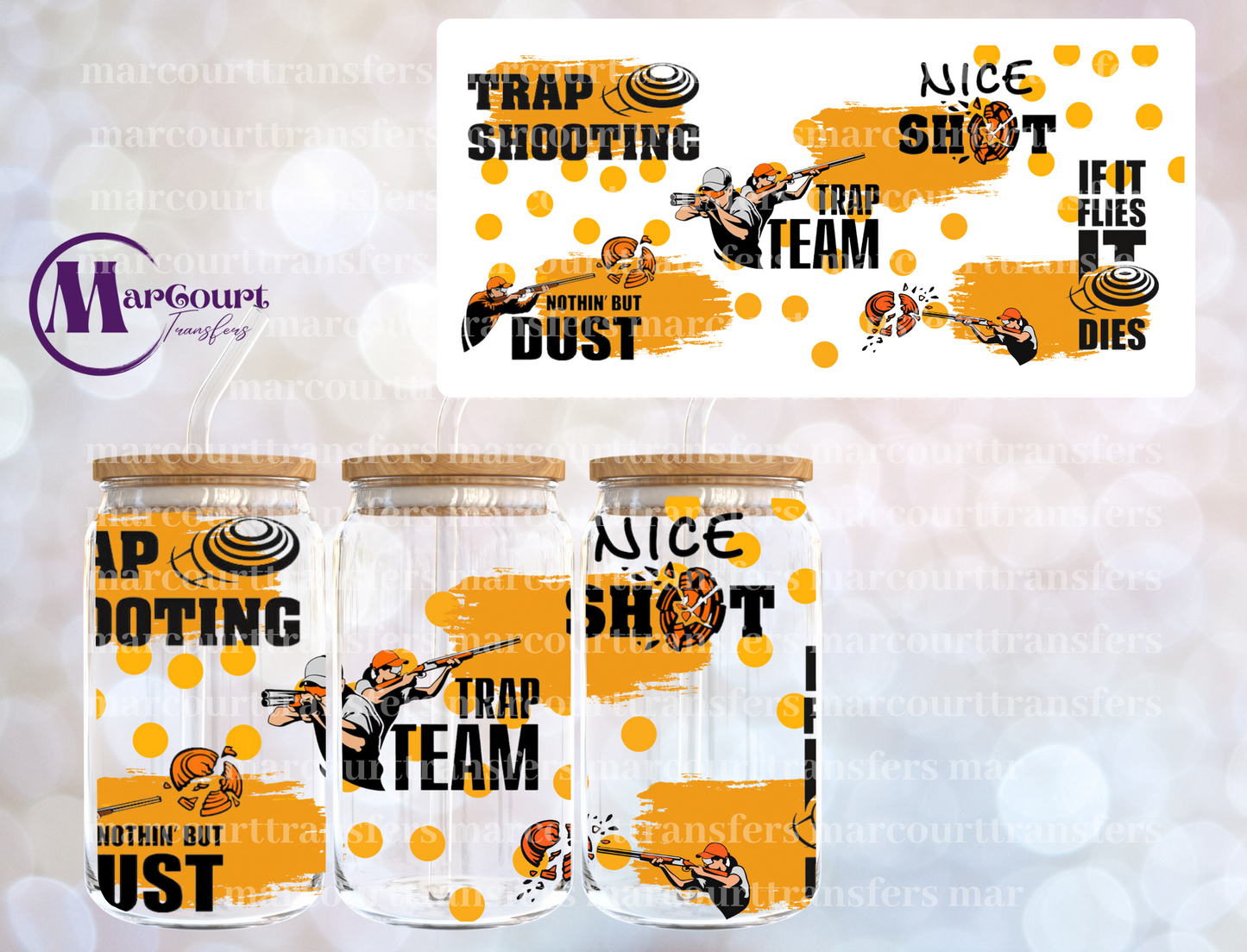 TRAP SHOOTING-16 0Z-UV DTF CUP WRAP