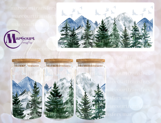 TREES AND MOUNTAINS-16 0Z-UV DTF CUP WRAP