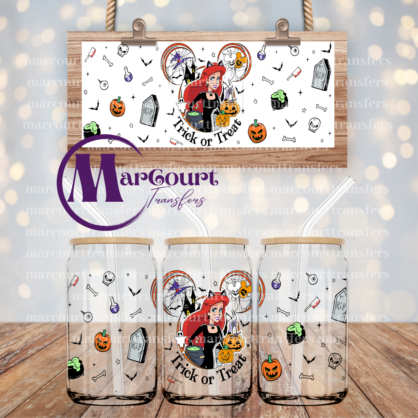 TRICK OR TREAT ARIEL-16 0Z-UV DTF CUP WRAP