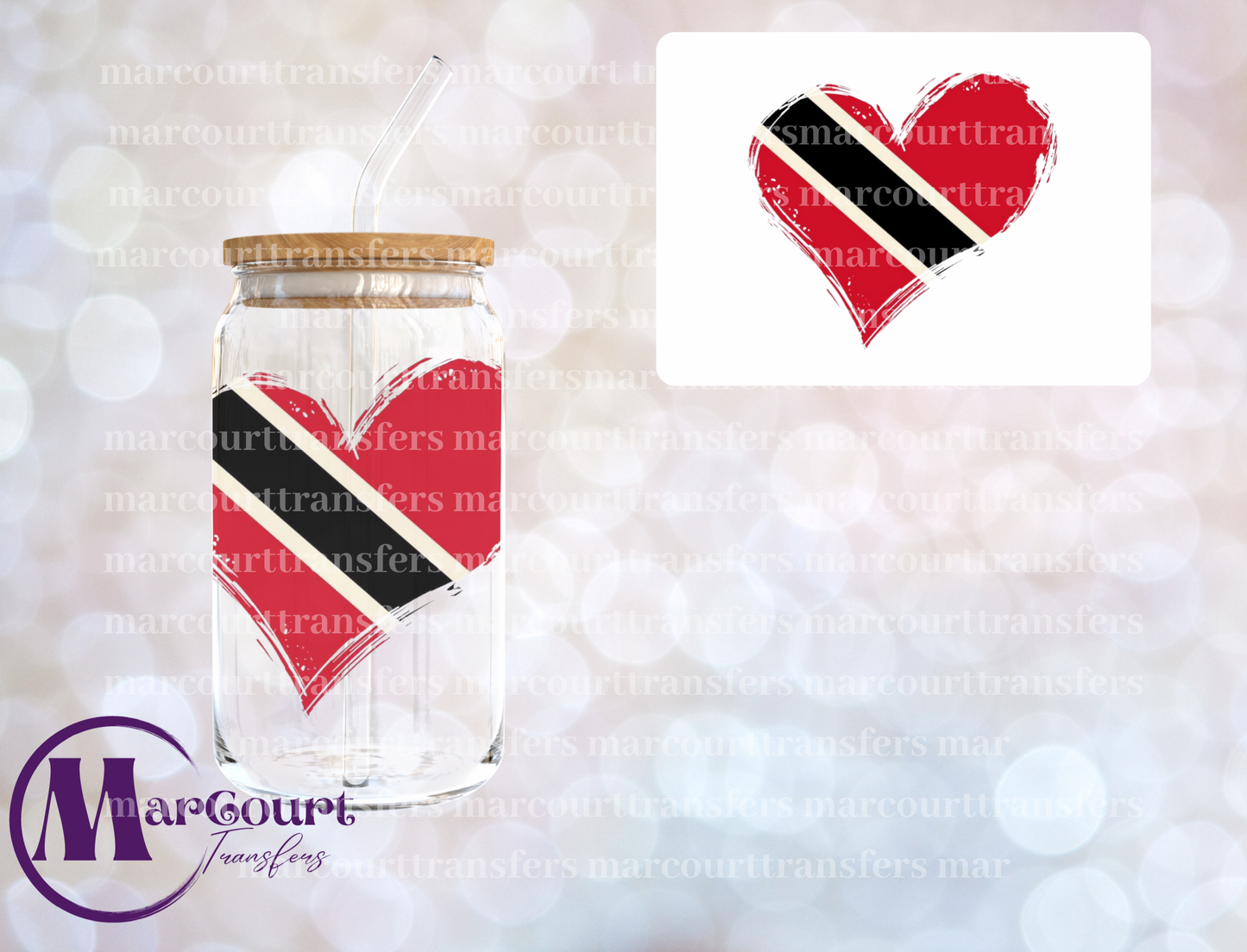 TRINIDAD TOBAGO HEART-DECAL-UV DTF CUP WRAP