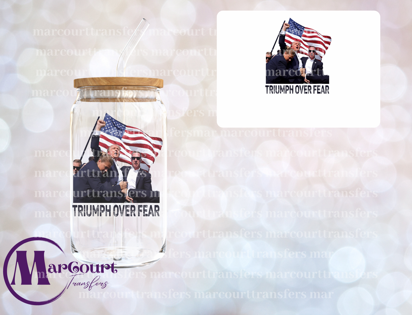 TRIUMPH OVER FEAR-DECAL-UV DTF CUP WRAP