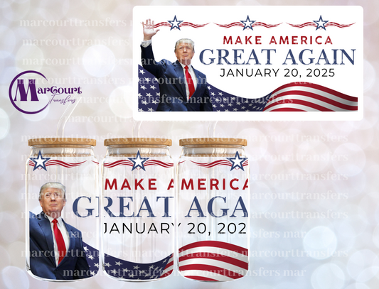 TRUMP MAKE AMERICA GREAT AGAIN INAUGURATION DAY-16 0Z-UV DTF CUP WRAP