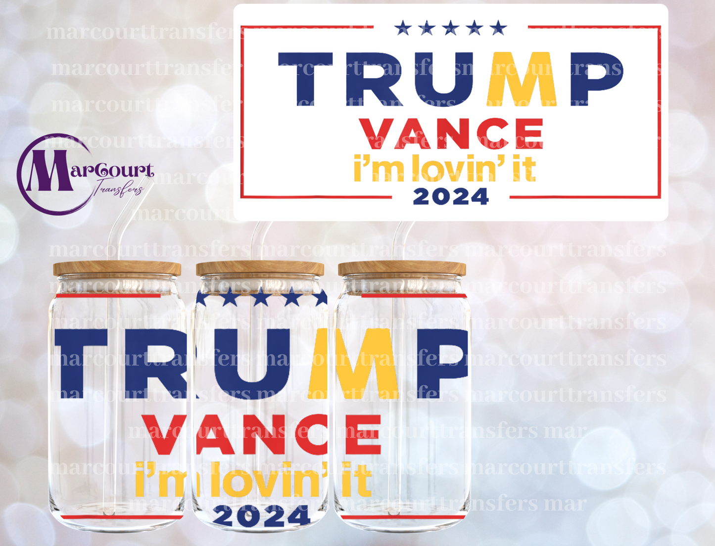 TRUMP VANCE I'M LOVIN IT 2024-16 0Z-UV DTF CUP WRAP