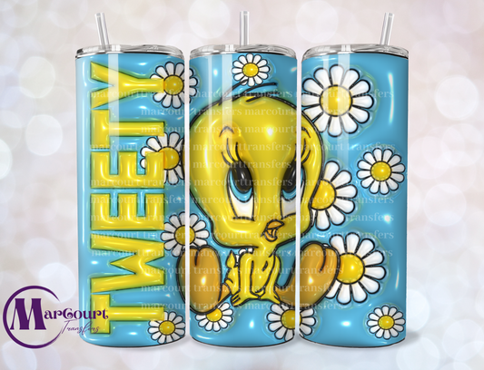 TWEETY INFLATED WITH DAISIES-SKINNY TUMBLER TRANSFER