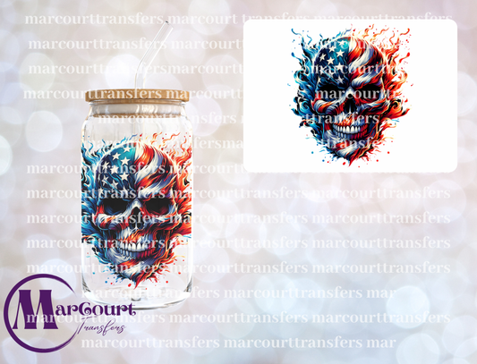 USA FIRE SKULL-UV DTF CUP WRAP