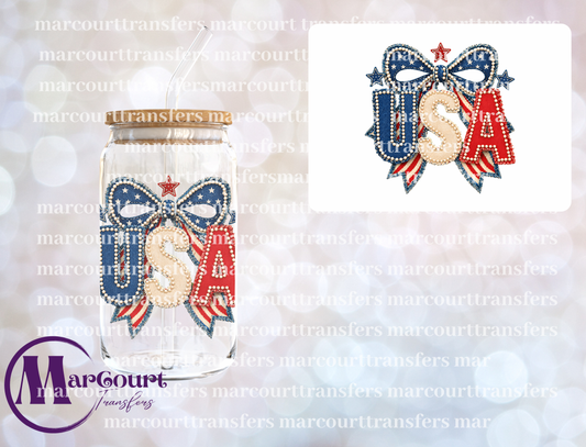 USA PEARLS AND BOWS-UV DTF CUP WRAP
