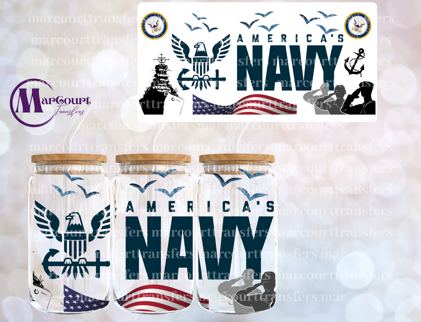 US NAVY-16 0Z-UV DTF CUP WRAP