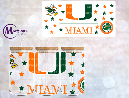 UNIVERSITY OF MIAMI-16 0Z-UV DTF CUP WRAP