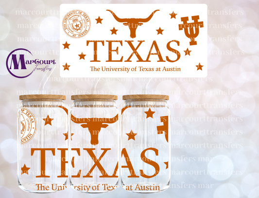 UNIVERSITY OF TEXAS (UT)-16 0Z-UV DTF CUP WRAP