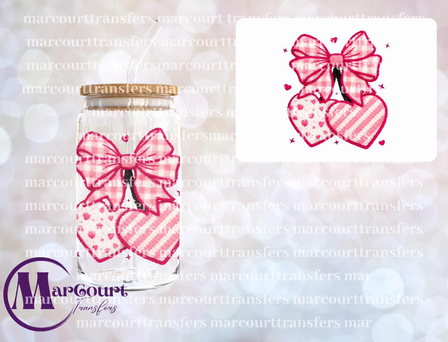 VALENTINE CHERRY HEART-DECAL-UV DTF CUP WRAP