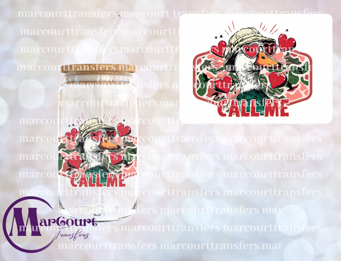 VALENTINE DUCK CALL ME-DECAL-UV DTF CUP WRAP