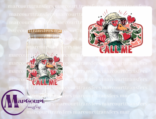 VALENTINE DUCK CALL ME-DECAL-UV DTF CUP WRAP
