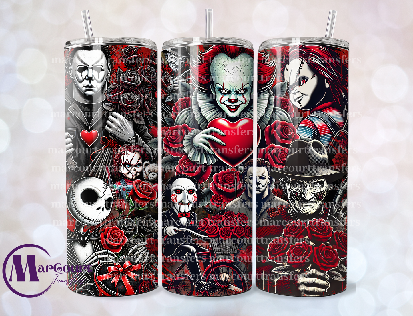 VALENTINE SCARY GUYS-SKINNY TUMBLER TRANSFER