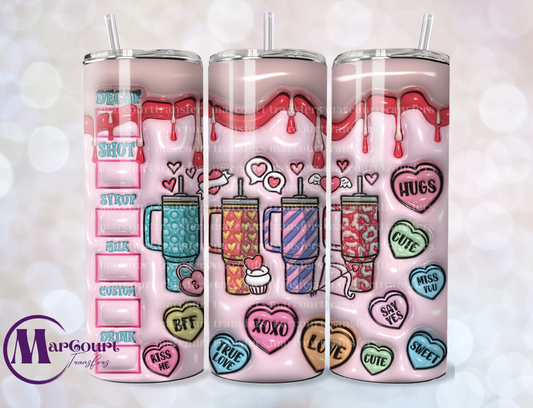 VALENTINE TUMBLERS AND SWEET HEARTS-SKINNY TUMBLER TRANSFER