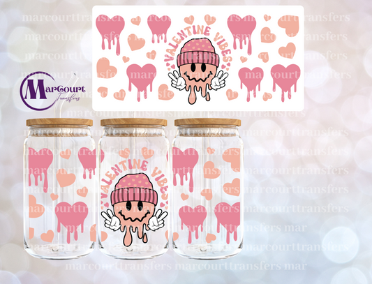 VALENTINE VIBES MELTING SMILEY-16 0Z-UV DTF CUP WRAP