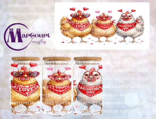 VALENTINES CHICKENS-16 0Z-UV DTF CUP WRAP