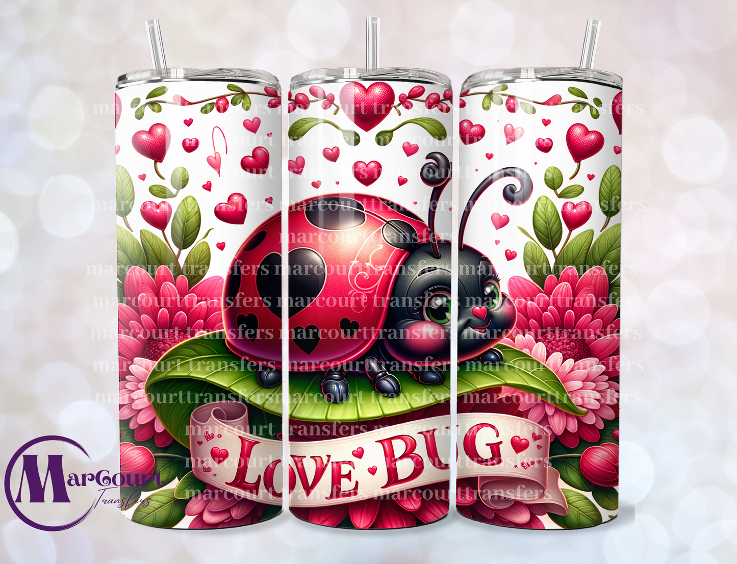 VALENTINES LOVE BUG-SKINNY TUMBLER TRANSFER