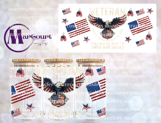 VETERAN FOREVER IN DEBT-16 0Z-UV DTF CUP WRAP