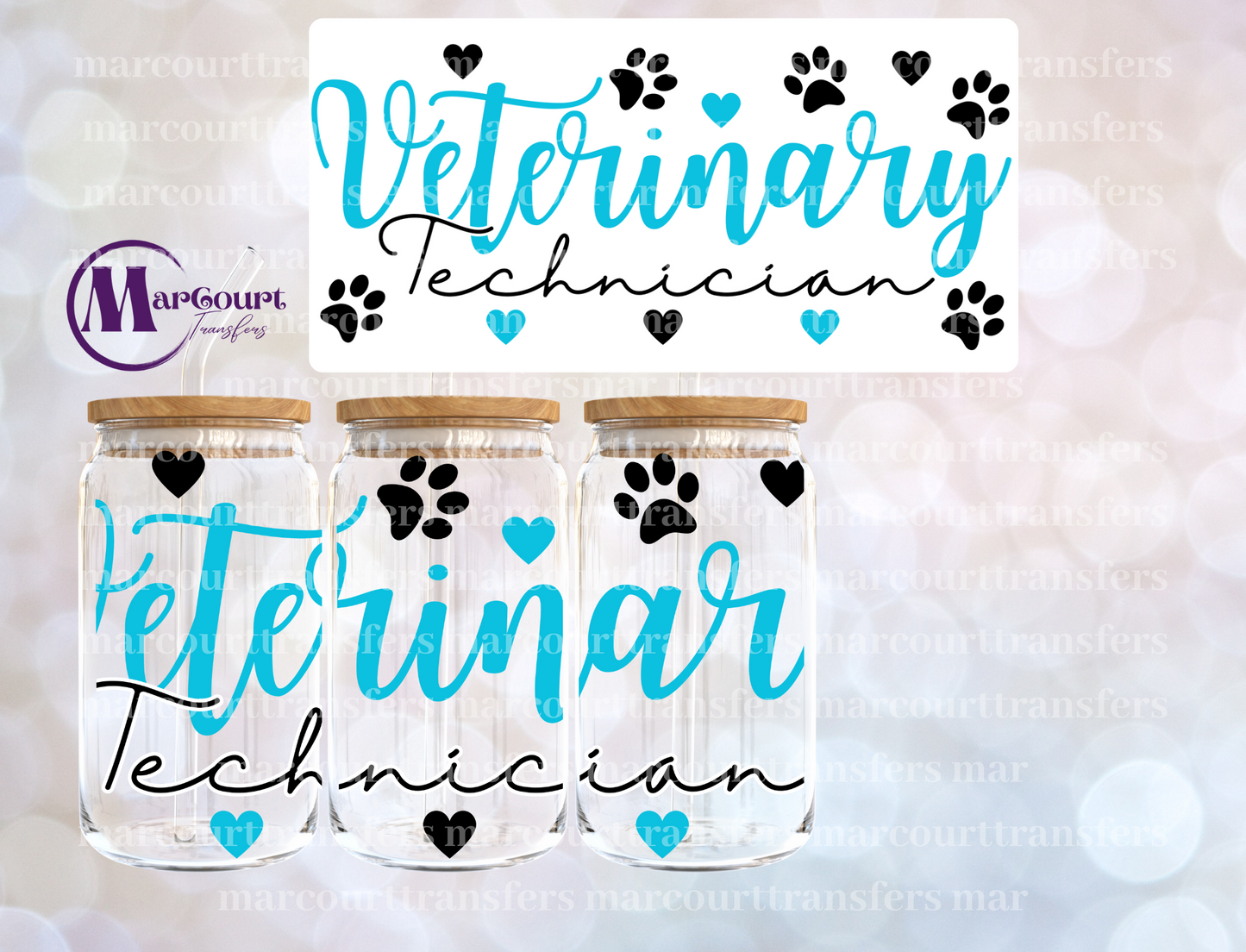 VETERINARY TECHNICIAN-16 0Z-UV DTF CUP WRAP