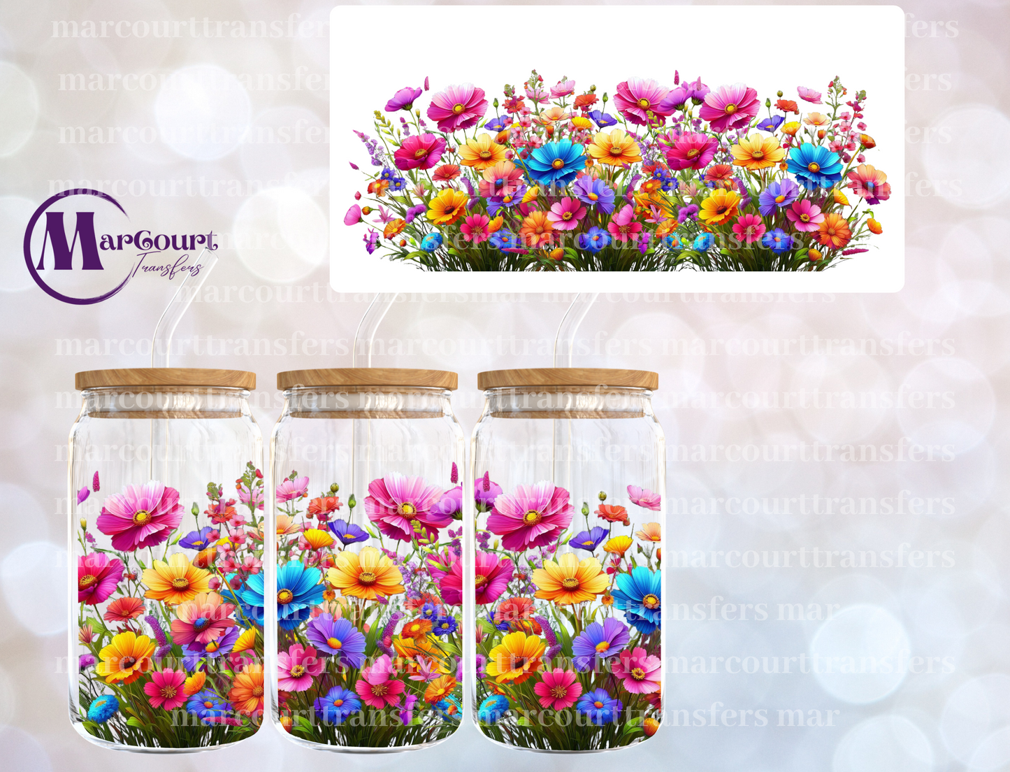 VIBRANT WILDFLOWERS-16 0Z-UV DTF CUP WRAP