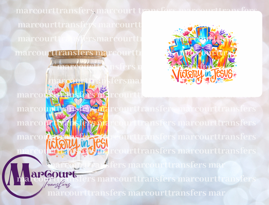 VICTORY IN JESUS-DECAL-UV DTF CUP WRAP