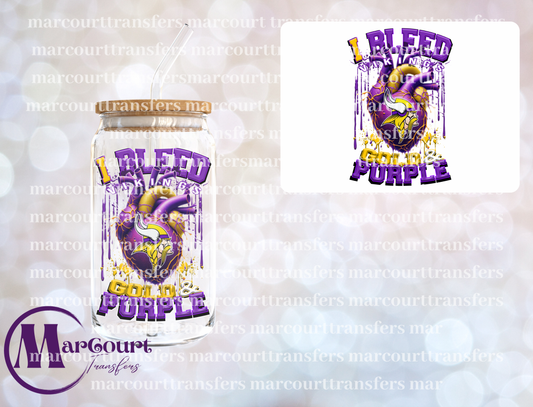 VIKINGS I BLEED GOLD AND PURPLE-DECAL-UV DTF CUP WRAP