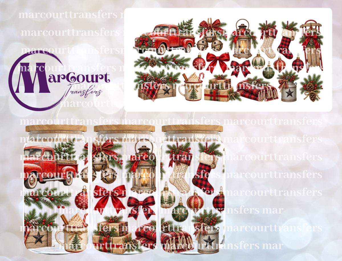 VINTAGE CHRISTMAS-16 0Z-UV DTF CUP WRAP