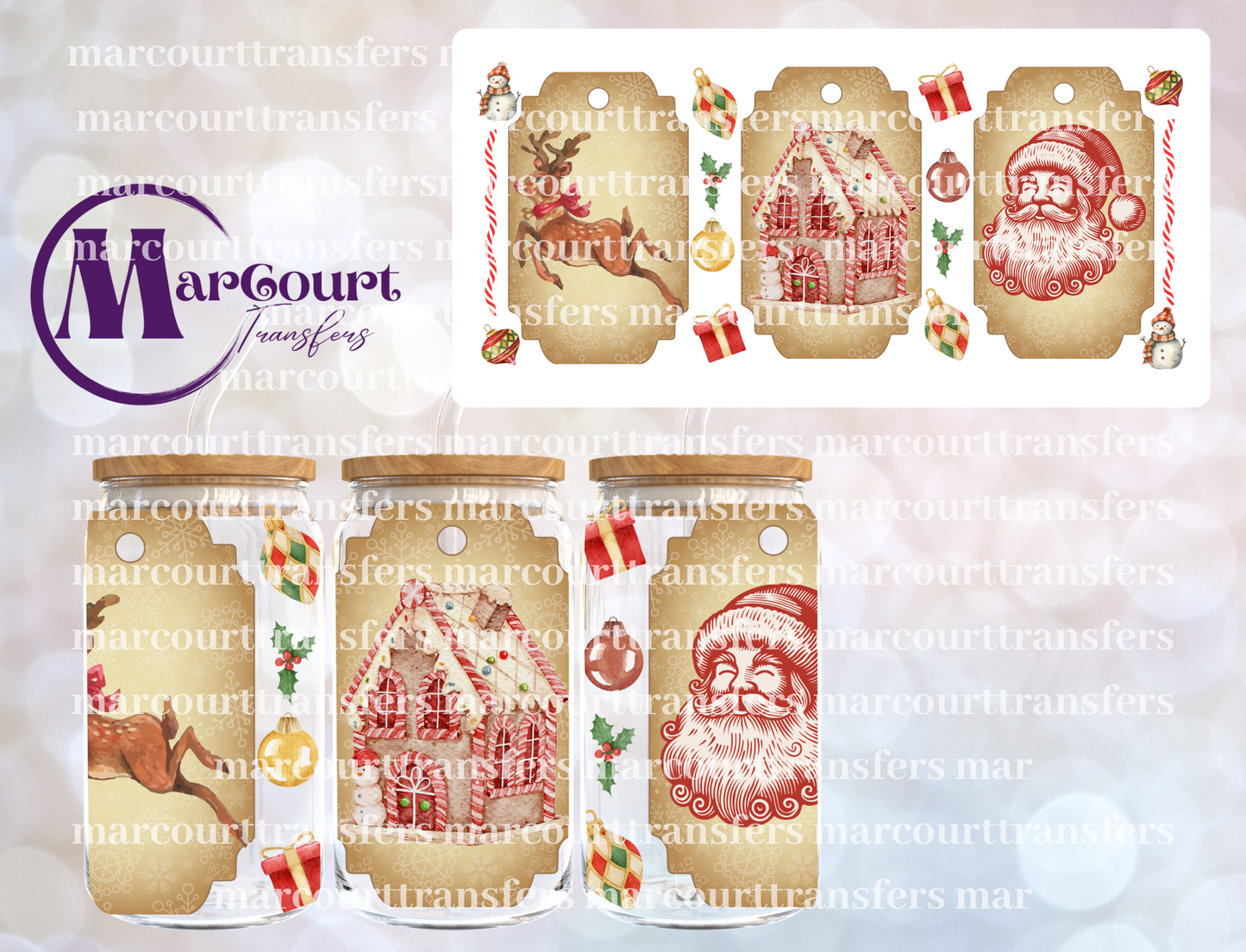 VINTAGE CHRISTMAS TAGS-16 0Z-UV DTF CUP WRAP